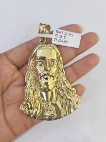 Real 10K Yellow Gold Jesus Head Pendant Charm Genuine