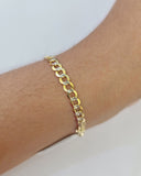 Real 10K Solid Cuban Curb Link Bracelet Yellow Gold Diamond Cuts 3.5mm 6" Kids