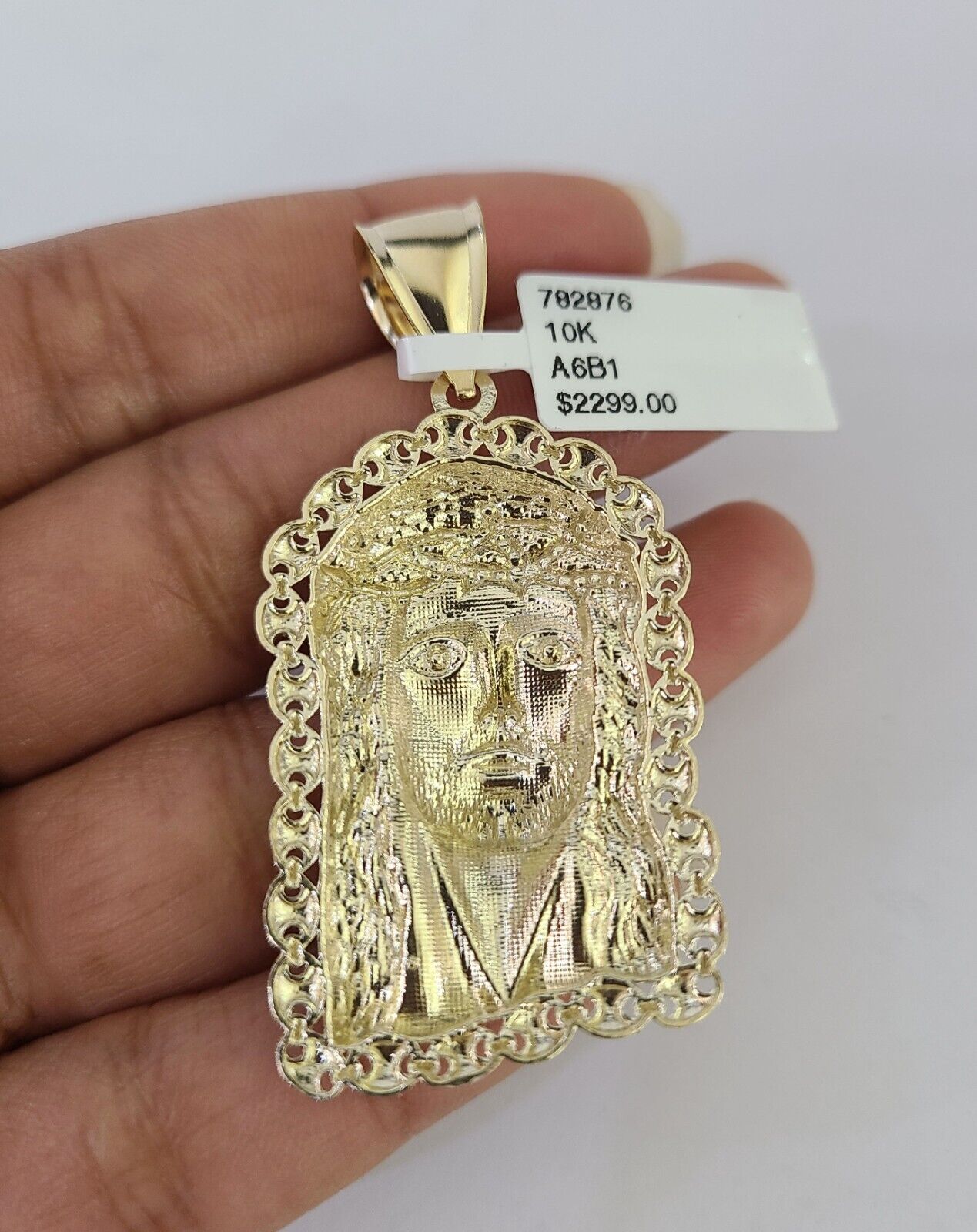 10k Gold Byzantine Necklace Jesus Head Charm 20-28 inches 3mm REAL SET Chain