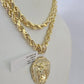 Real 10k Rope Chain RoaringLion Charm Necklace Pendant Set 5mm 20"-30" Inch Gold