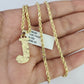 10k Gold Initial J Charm Rope Chain 16"-26" 2.5mm SET Necklace Alphabet Pendant