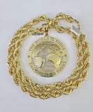 Real 10k Rope Chain World is Yours Charm Set 10mm 20"-30" Inch Necklace Gold