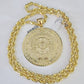 Real 10k Solid Rope Chain Mayan Calendar Charm Set 6mm 20"-30" Inch Necklace