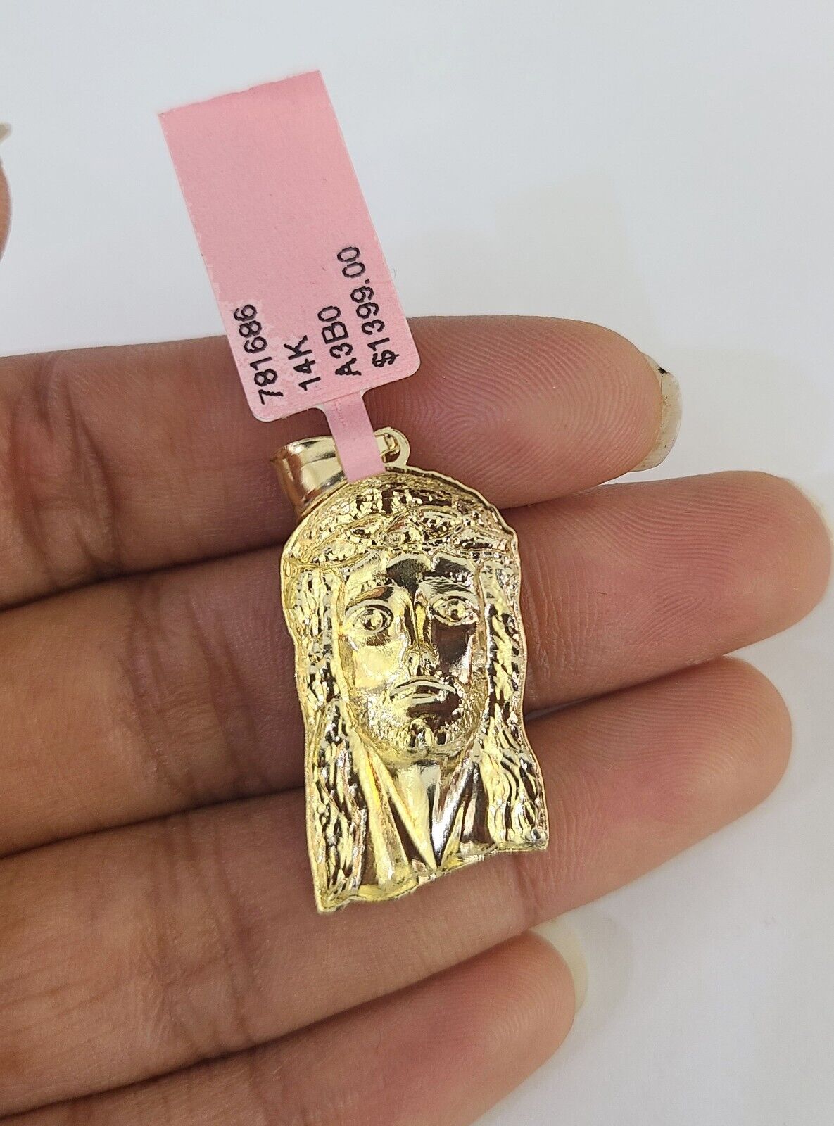 Real 14k Chain Jesus Head Charm Set Miami Cuban Link 4mm Necklace Pendant