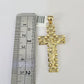 10K Franco Chain Jesus Cross Pendant Charm Necklace 20"-26" 3mm Gold Yellow SET