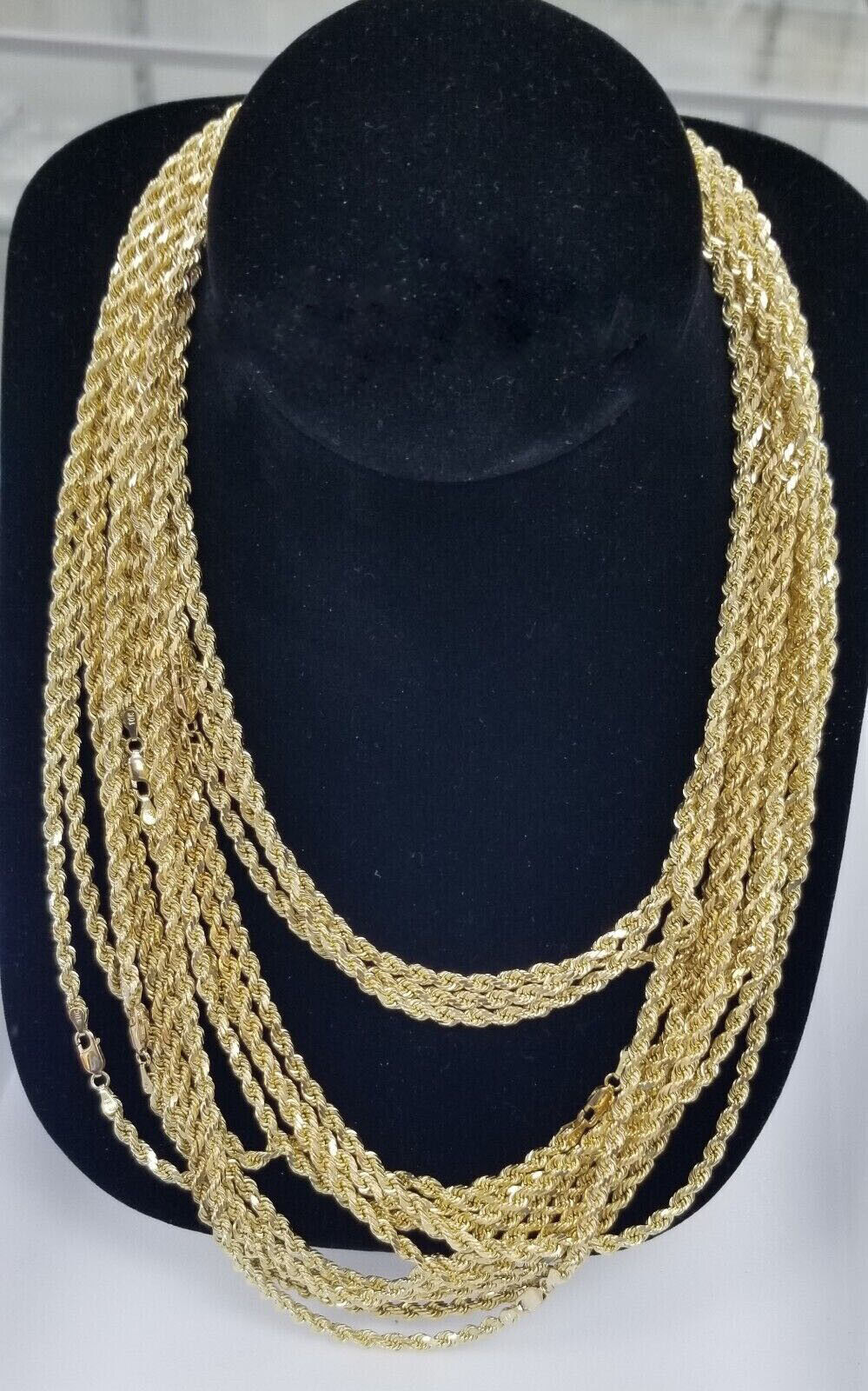 10k Yellow Gold Rope Chain 4mm 18"-26" Inch Real Gold 10kt All Sizes