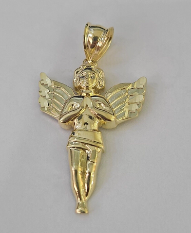 10K Real Praying Hands Charm Pendant Yellow Gold 1.5" Genuine