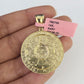 Real 14k Solid Chain Mayan Calendar Charm Set Miami Cuban 3mm Necklace Pendant