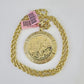 14k Solid Rope Chain Centanario Charm Set 4mm 18"-26" Inch Necklace Yellow Gold