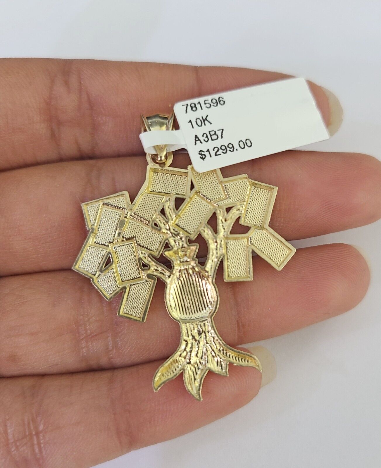 10K Franco Chain Money Tree Pendant Charm Necklace 20"-26" 2.5mm Yellow Gold