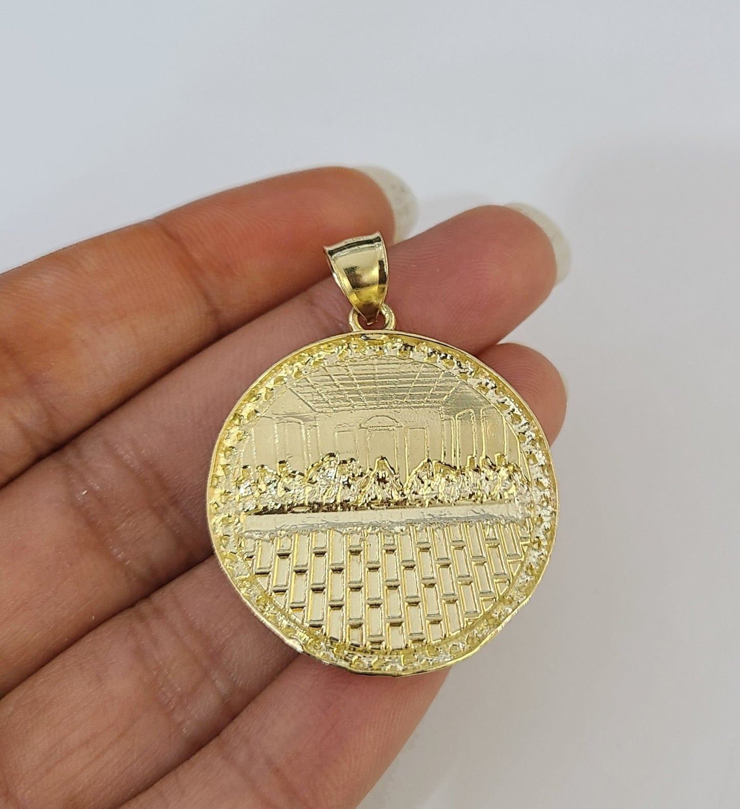 Real 10k Aztec Calendar Charm Pendant Men Women 10kt Yellow Gold
