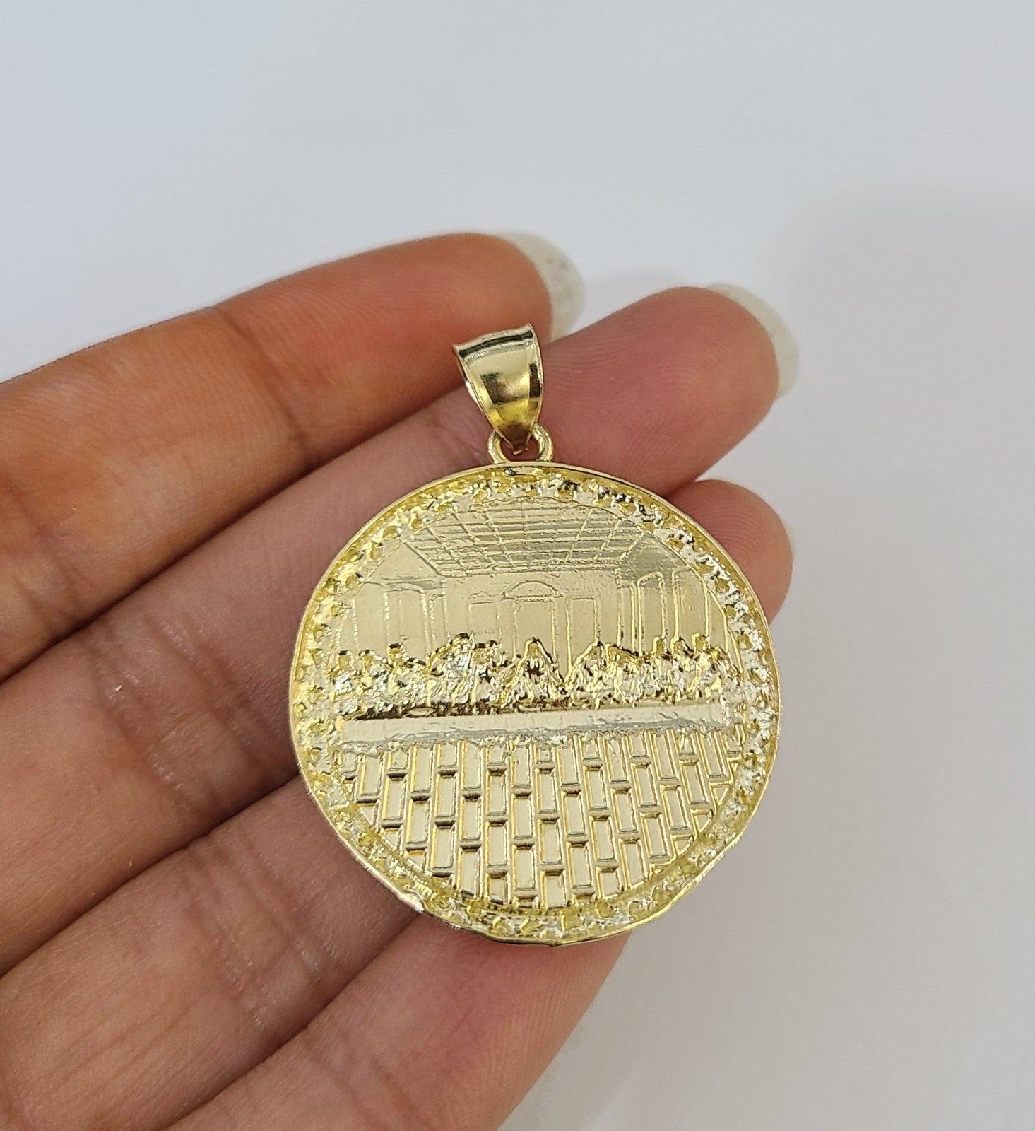 Real 10k Aztec Calendar Charm Pendant Men Women 10kt Yellow Gold