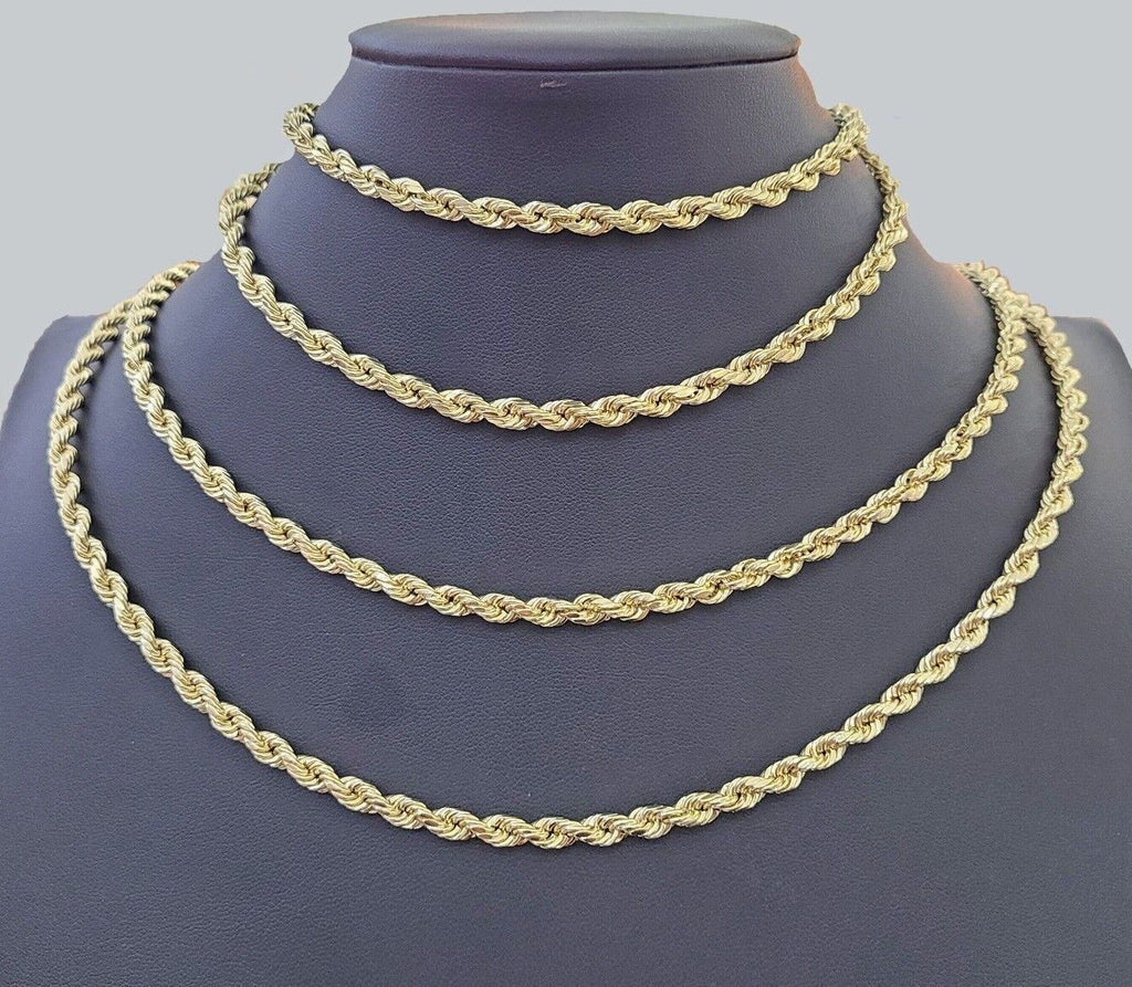 10k Yellow Gold Rope Chain 5mm 18"-26" Inch Real Gold 10kt All Sizes