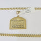 10k Yellow Gold Chain Last Supper Charm Pendant Set 5mm Miami Cuban Necklace