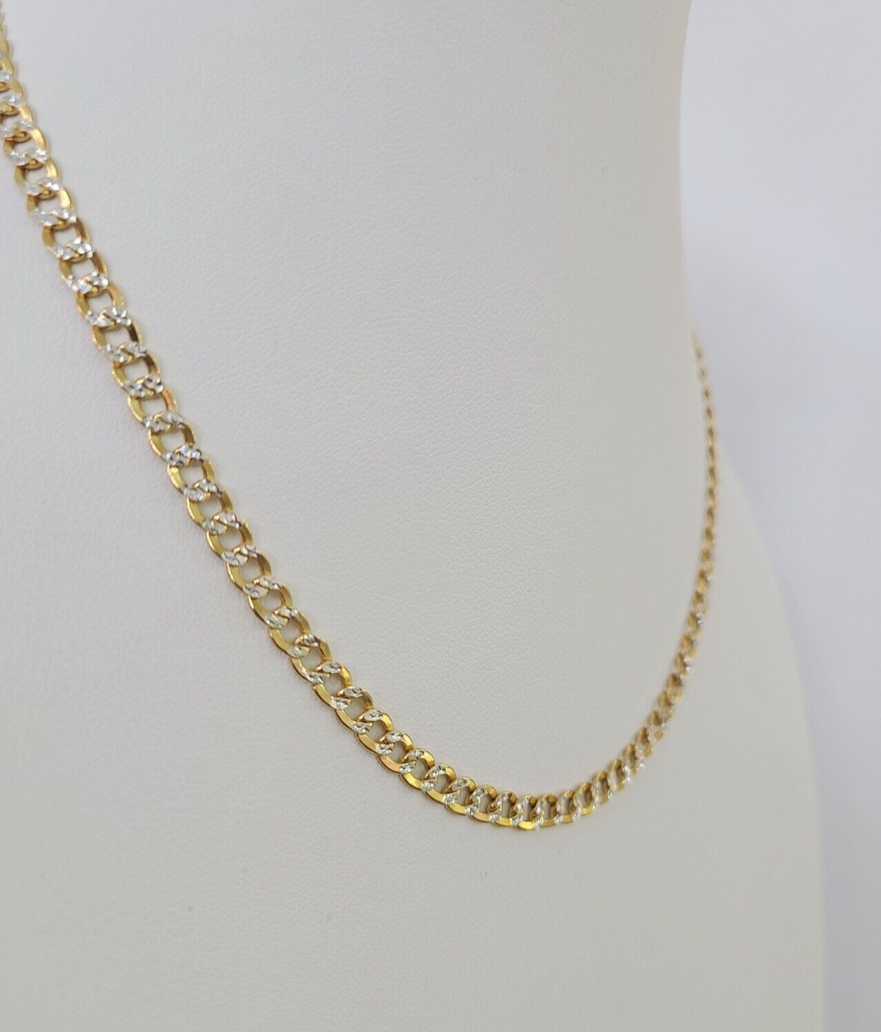 REAL 14k Cuban Curb Link Necklace Chain 4mm 16 inches Diamond Cuts 14kt