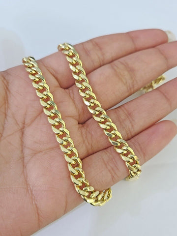 14k 6mm Miami Cuban Link Chain Yellow Gold Necklace 18"-26" Inches Real