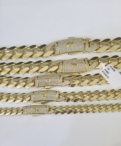 Real 10k Gold Link Chain Necklace Royal Cuban Monaco 7mm 8mm 9mm 11mm 13mm 15mm