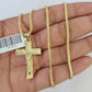 10K Franco Chain Jesus Cross Pendant Charm Necklace 16"-24" 2mm Gold SET Yellow