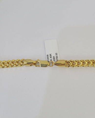Real 10k Franco Chain Yellow gold 5mm 24inch Necklace lobster lock 10kt