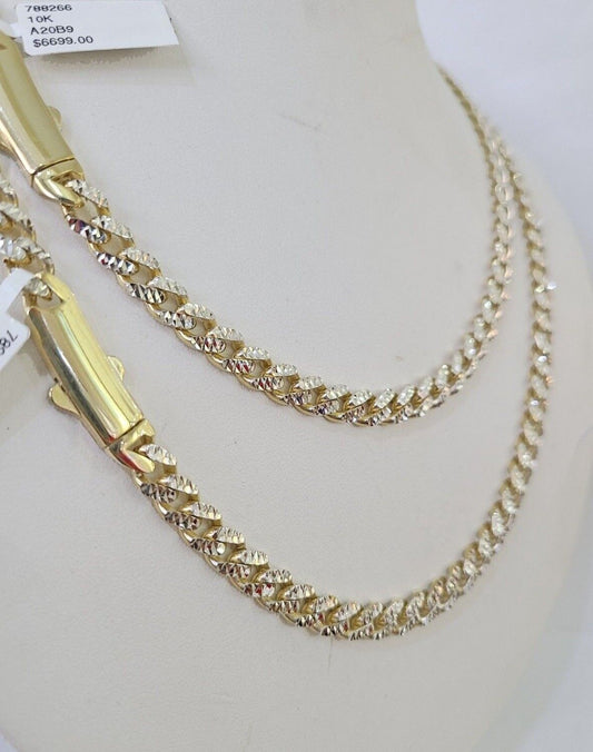 Real 10k Royal Monaco Chain 8mm Diamond Cut 18-26 inches Yellow Gold