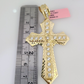 14k Gold Chain Jesus Cross Charm Solid Cuban Curb 10mm 20"-30" SET Necklace