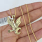 10K Solid Franco Chain Eagle Pendant Charm Necklace 18"-24" 1.5mm Yellow Gold