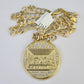 10k Gold Chain Last Supper Charm Solid Cuban Curb Necklace 9mm 20"-30" SET