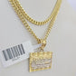 10K Gold Miami Cuban Chain Last Supper Charm 18"-28" 3mm REAL Pendant Necklace