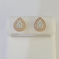 Real 10k Rose Gold Earrings Pear Shaped Diamond Screw-Back Women Men Studs