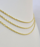 10k Solid Real Rope Chain Necklace 2.5mm 16"-24" Yellow Gold Men Women Genuine