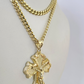10k Crucifix Cross Charm Miami Cuban Chain Pendant Set 5mm 18"28" Necklace Gold