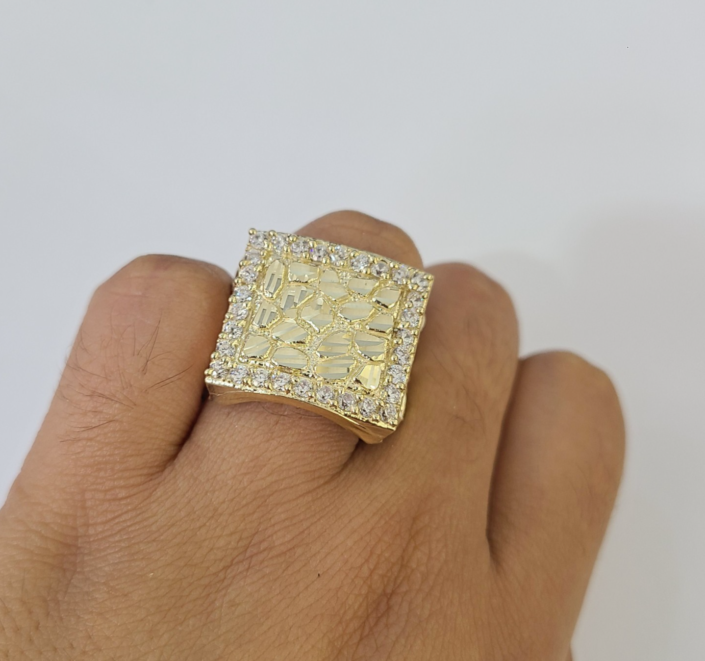 Real 10k Nugget Ring Yellow Gold Women Men Genuine 10Kt
