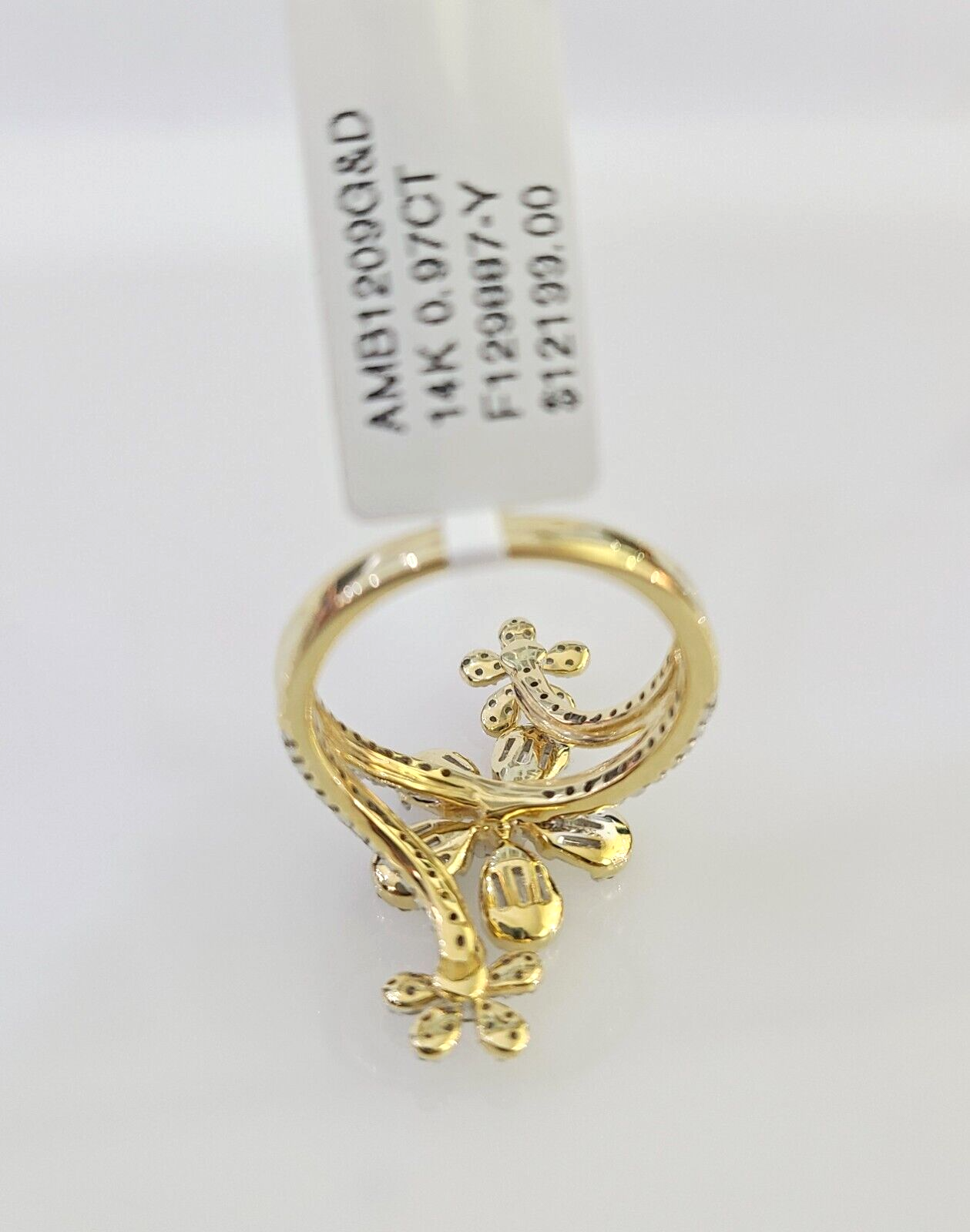 Real 10k Flowers Diamond Ladies Ring Women Casual 10Kt Yellow Gold