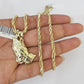 10k Milano Rope Chain Praying Hands Charm Necklace SET 3mm 18" 20" 22" 24"