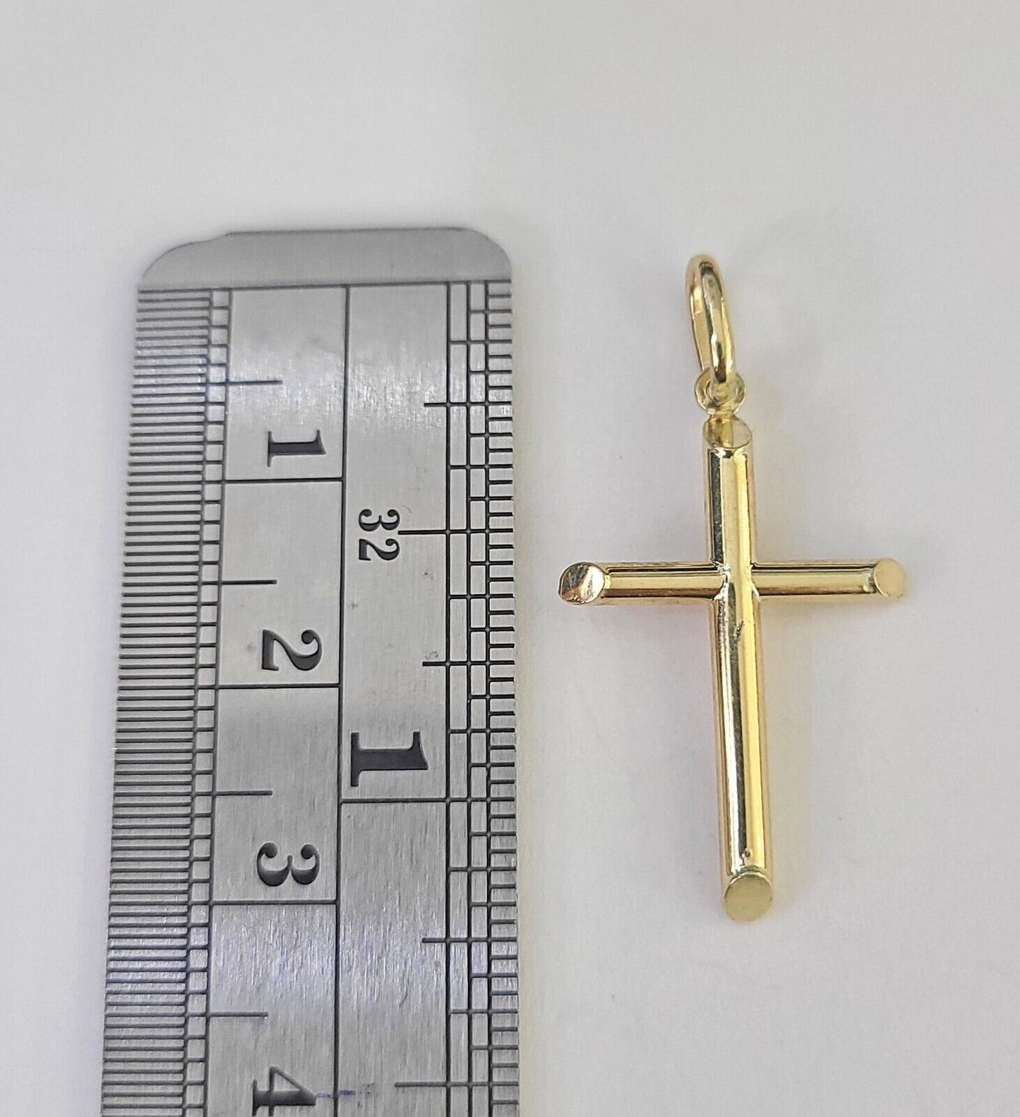 Real 10K Jesus Crucifix Cross Pendant 1" Yellow Gold Charm Genuine