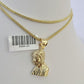 10K Franco Chain Jesus Head Pendant Charm Necklace 16"-24" 2mm Yellow Gold SET