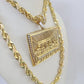 Real 10k Solid Rope Chain Last Supper Charm Set 6mm 20"-30" Inch Necklace Gold