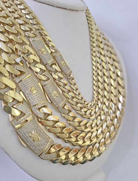 Real 10k Gold Link Chain Necklace Royal Cuban Monaco 7mm 8mm 9mm 11mm 13mm 15mm