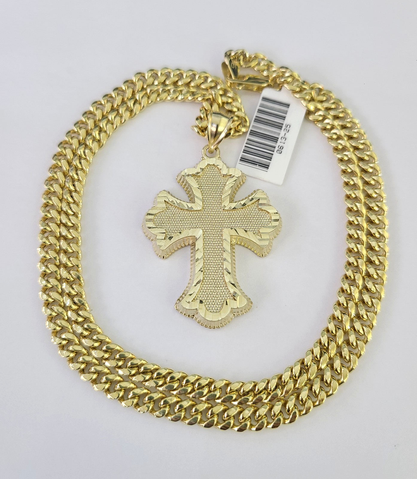 10k Jesus Cross Charm Miami Cuban Chain Pendant Set 5mm 18"28" Necklace Gold