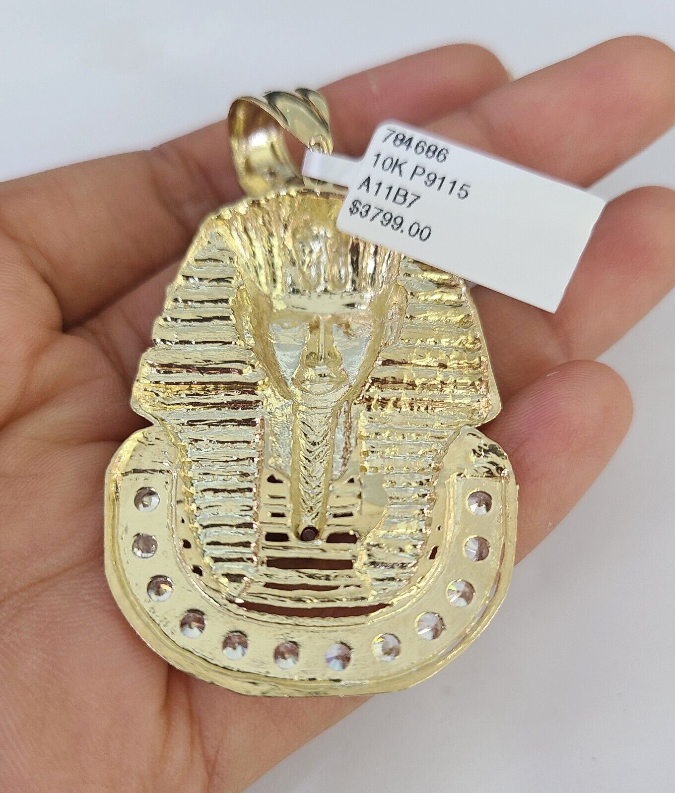 10K Franco Chain Pharaoh Pendant Charm Necklace 20"-28" 4mm Yellow Gold SET