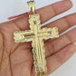 14k Gold Chain Jesus Cross Charm Solid Cuban Curb 5mm 20"-28" Inch SET Necklace