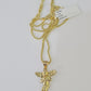 10K Gold Franco Chain Praying Angel Charm SET 16-20 Inches 1mm Ladies Women