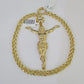 10k Solid Rope Chain Jesus Full Body Charm Set 4mm 20"-28" Necklace Gold Yellow