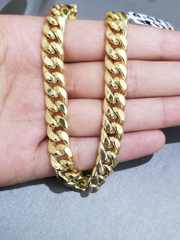 Real 10K Yellow Gold Miami Cuban Bracelet 9" 9mm Box Clasp Men 10k