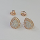 Real 10k Rose Gold Earrings Pear Shaped Diamond Screw-Back Women Men Studs