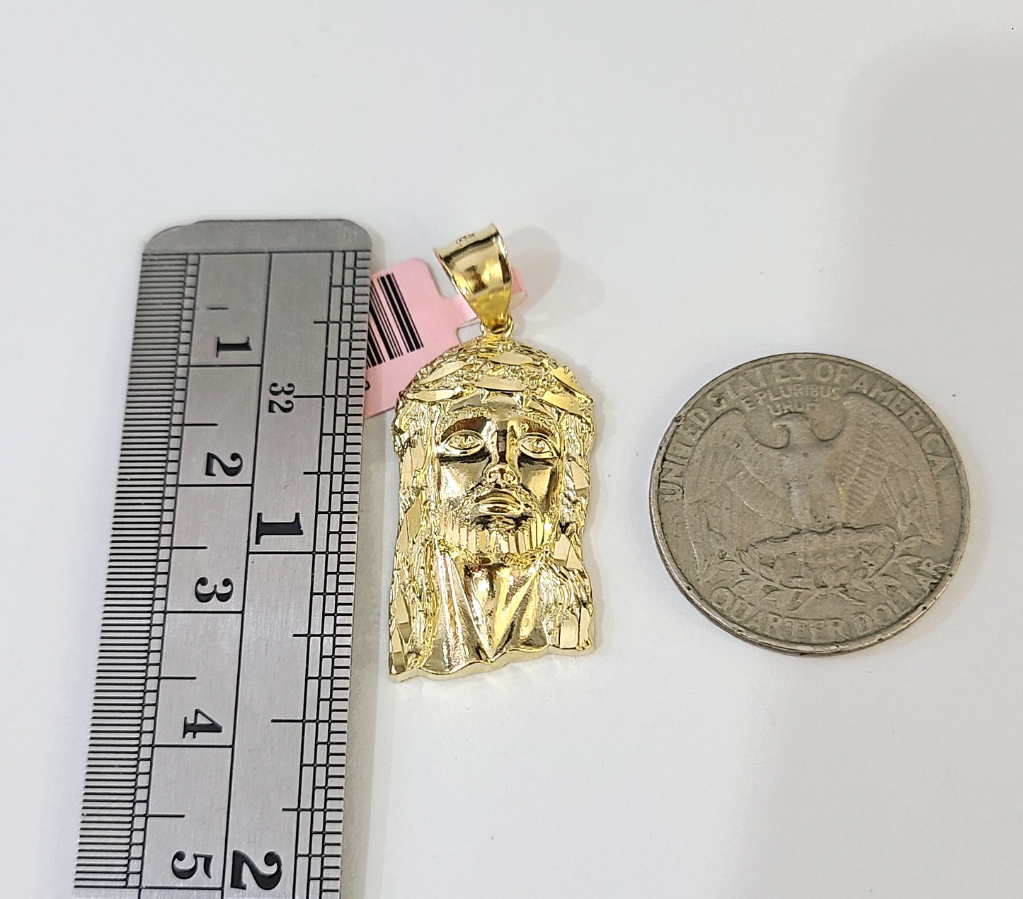 14k Solid Figaro Chain Jesus Head Pendant Gold 4mm 18-28 inch SET Necklace