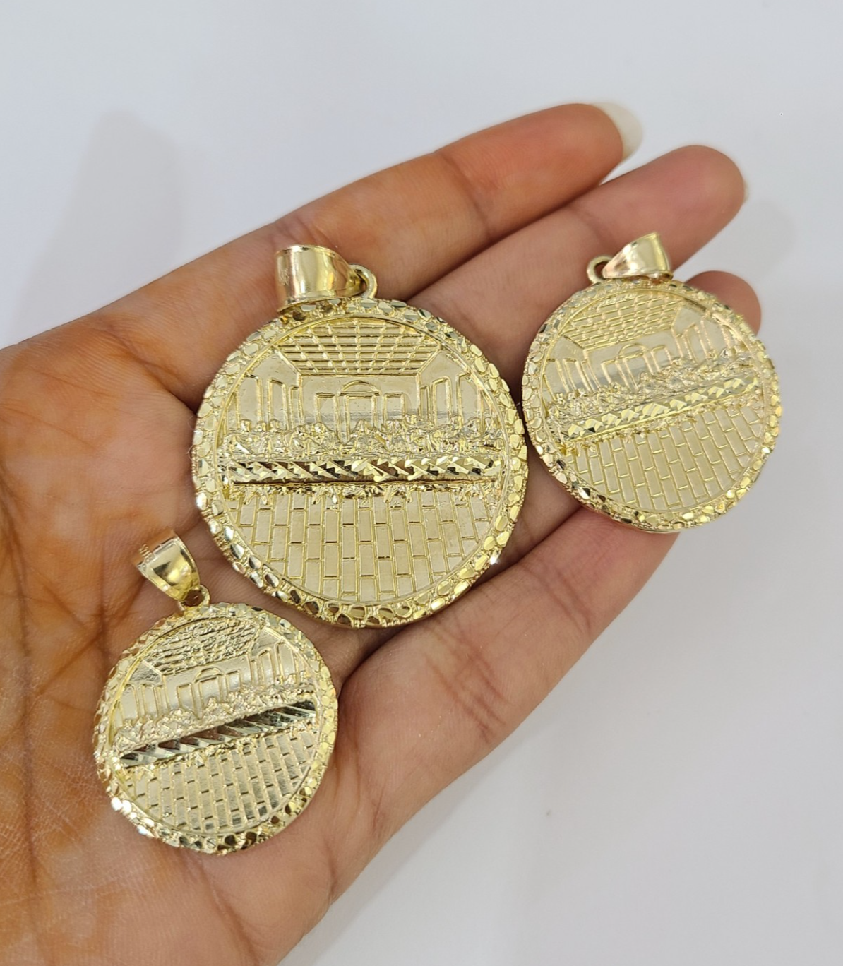 Real 10k Yellow Gold Last Supper Nugget Pendant Men Women