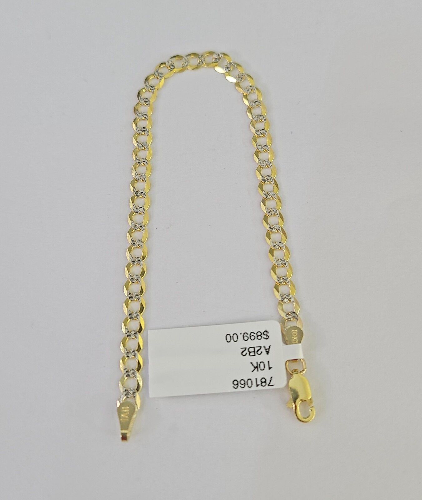 Real 10K Solid Cuban Curb Link Bracelet Yellow Gold Diamond Cuts 3.5mm 6" Kids