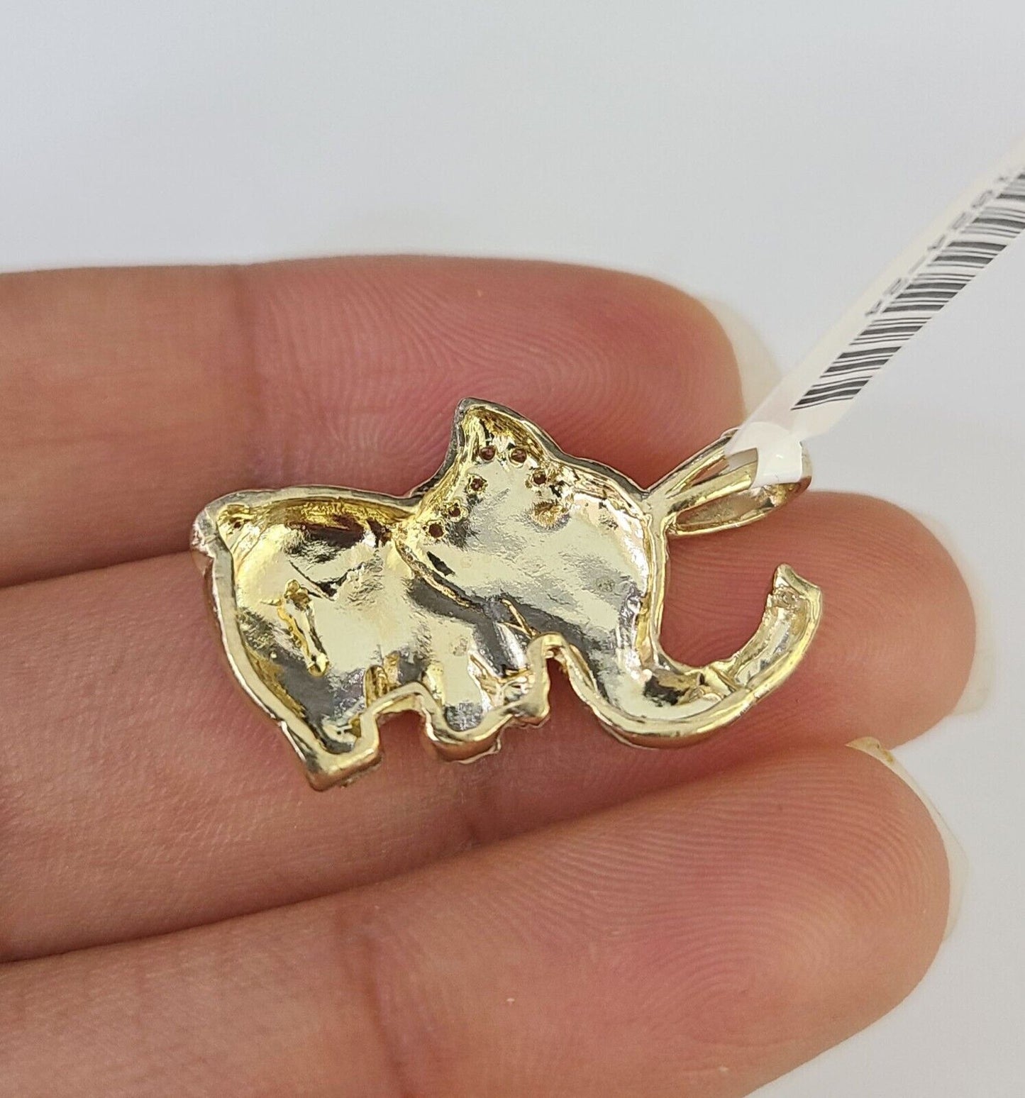 10K Real Yellow Gold Elephant Charm Pendant Gold 10kt Genuine