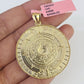 Real 14k Solid Chain Mayan Calendar Charm Set Miami Cuban 3mm Necklace Pendant